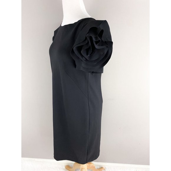 Pietro Brunelli Black Capri Designer Rose Ruffle Sheath Maternity Dress Medium - Picture 3 of 5